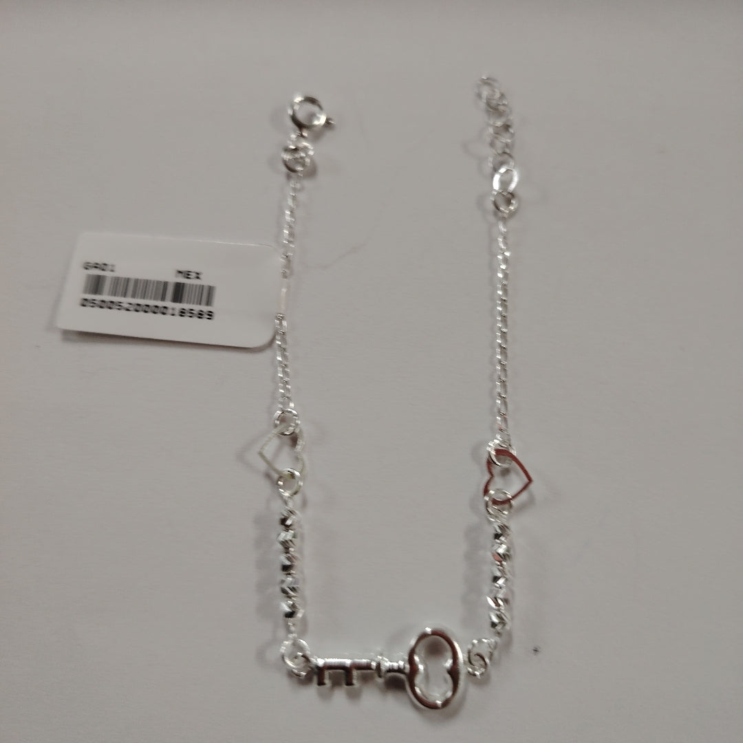 PULSERA TEJIDO LLAVE PLATA .925 18 CM 2.3 GR (NUEVO)