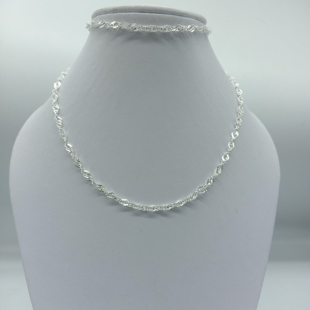 CADENA TEJIDO MEDIO TORZAL PLATA .925 55 CM 5.8 GR (NUEVO)