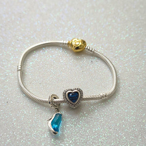 PULSERA TEJIDO ARTICULADA CON CHARMS PLATA .925 18 CM 17.1 GR (NUEVO)