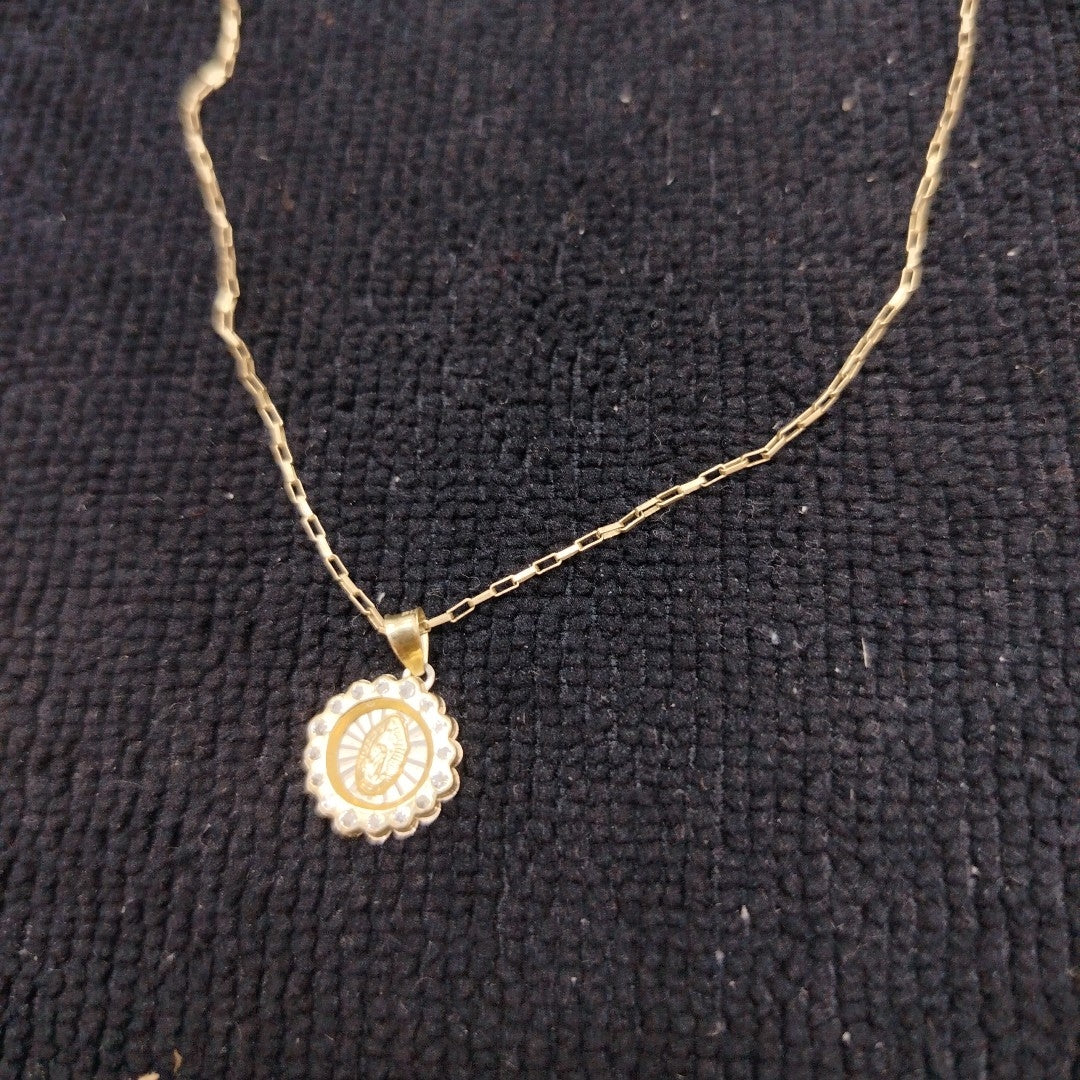 CADENA, MEDALLA RELIGIOSA ORO 10 K 2.2 GRMS (SEMINUEVO)