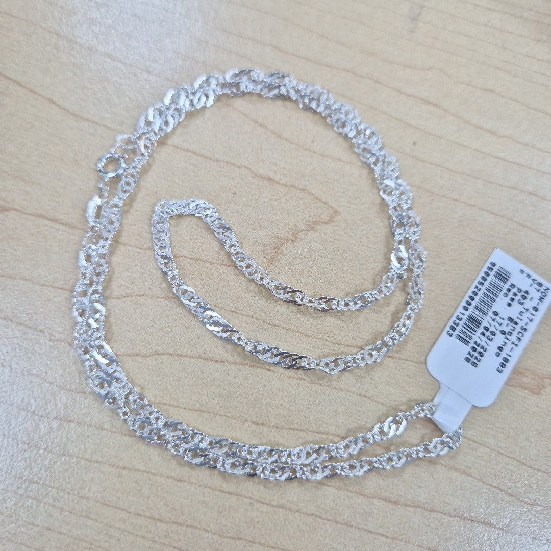 CADENA TEJIDO MEDIO TORZAL PLATA .925 55 CM 5.5 GR (NUEVO)