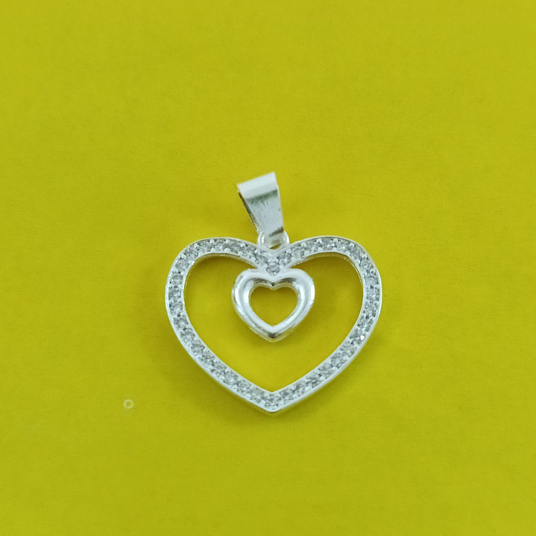 DIJE CORAZON C/CIRCONIAS PLATA .925 2.7 GR (NUEVO)