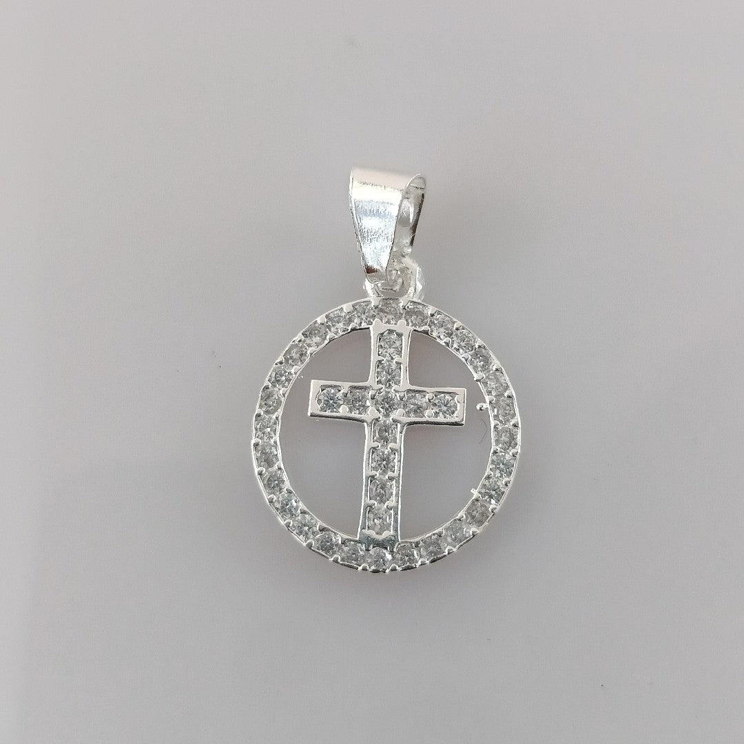 DIJE CRUZ C/CIRCONIAS PLATA .925 2.4 GR (NUEVO)