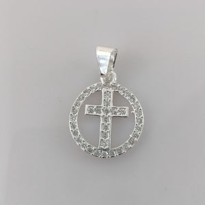 DIJE CRUZ C/CIRCONIAS PLATA .925 2.4 GR (NUEVO)