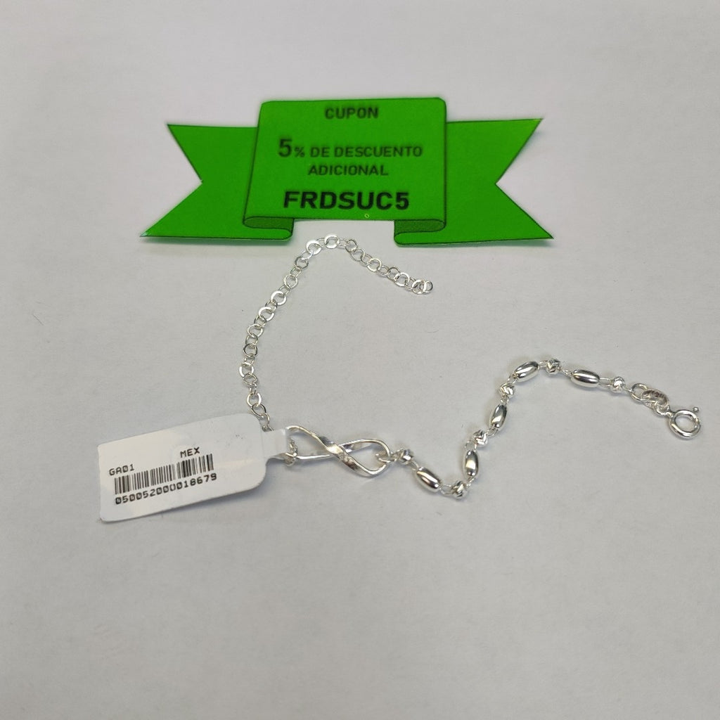 PULSERA TEJIDO INFINITO PLATA .925 18 CM 2.3 GR (NUEVO)