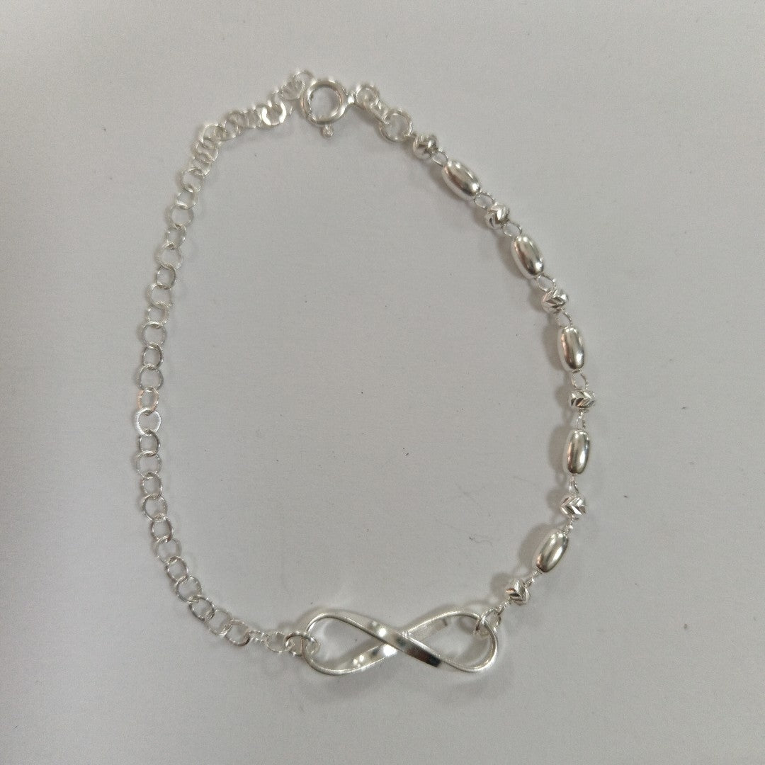 PULSERA TEJIDO INFINITO PLATA .925 18 CM 2.4 GR (NUEVO)