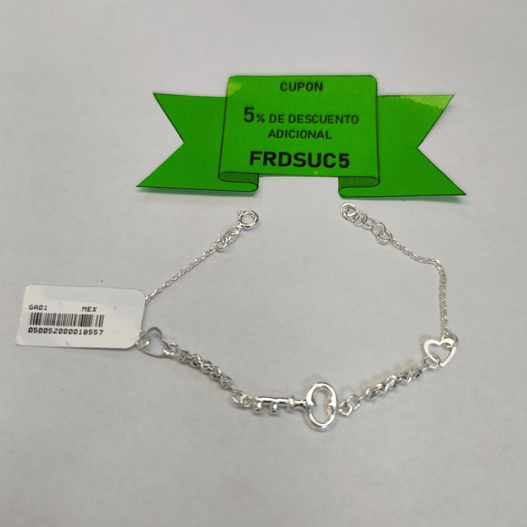PULSERA TEJIDO LLAVE PLATA .925 18 CM 2.3 GR (NUEVO)
