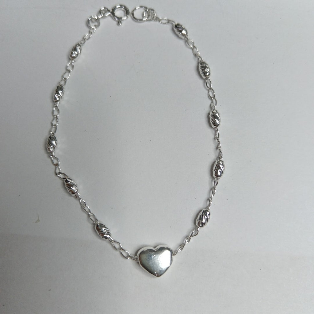 PULSERA TEJIDO CORAZON PLATA .925 18 CM 3.4 GR (NUEVO)