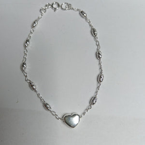 PULSERA TEJIDO CORAZON PLATA .925 18 CM 3.4 GR (NUEVO)