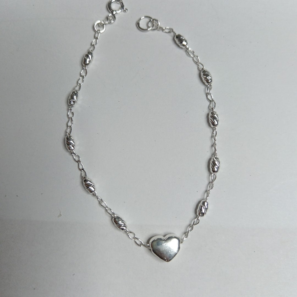 PULSERA TEJIDO CORAZON PLATA .925 18 CM 3.3 GR (NUEVO)