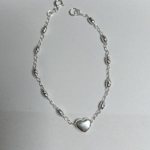 PULSERA TEJIDO CORAZON PLATA .925 18 CM 3.3 GR (NUEVO)