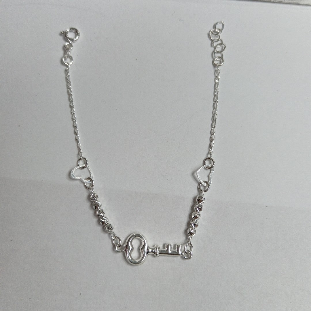 PULSERA TEJIDO LLAVE PLATA .925 18 CM 2.3 GR (NUEVO)