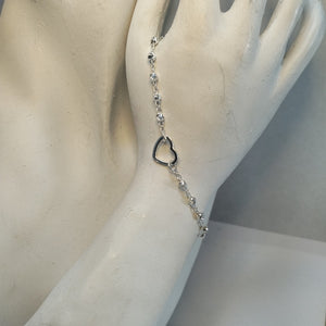 PULSERA TEJIDO CORAZON PLATA .925 18 CM 2 GR (NUEVO)