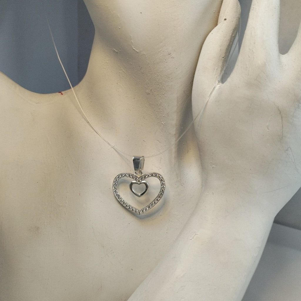 DIJE CORAZON C/CIRCONIAS PLATA .925 2.7 GR (NUEVO)