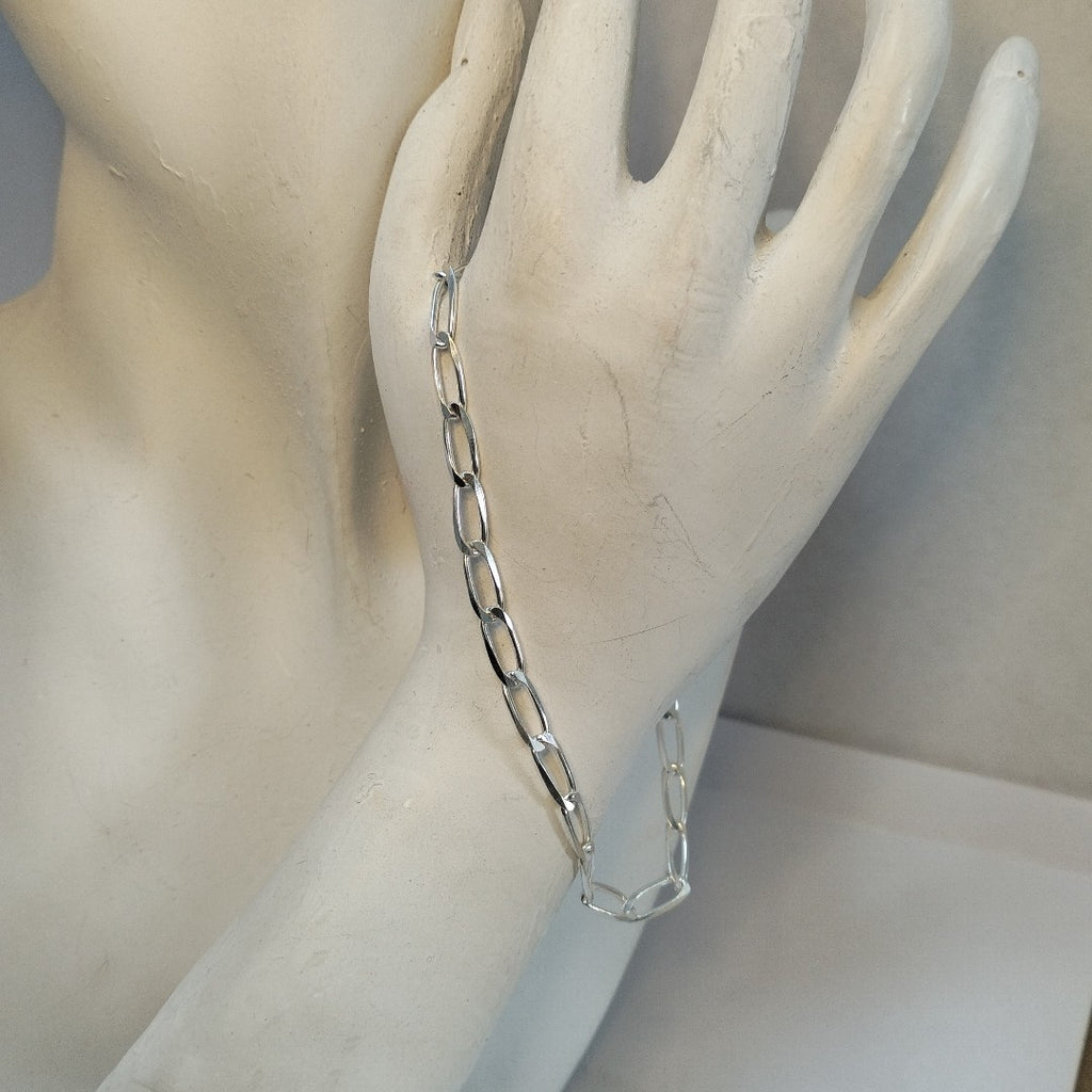 PULSERA TEJIDO ESLABONES PLATA .925 21 CM 4.1 GR (NUEVO)