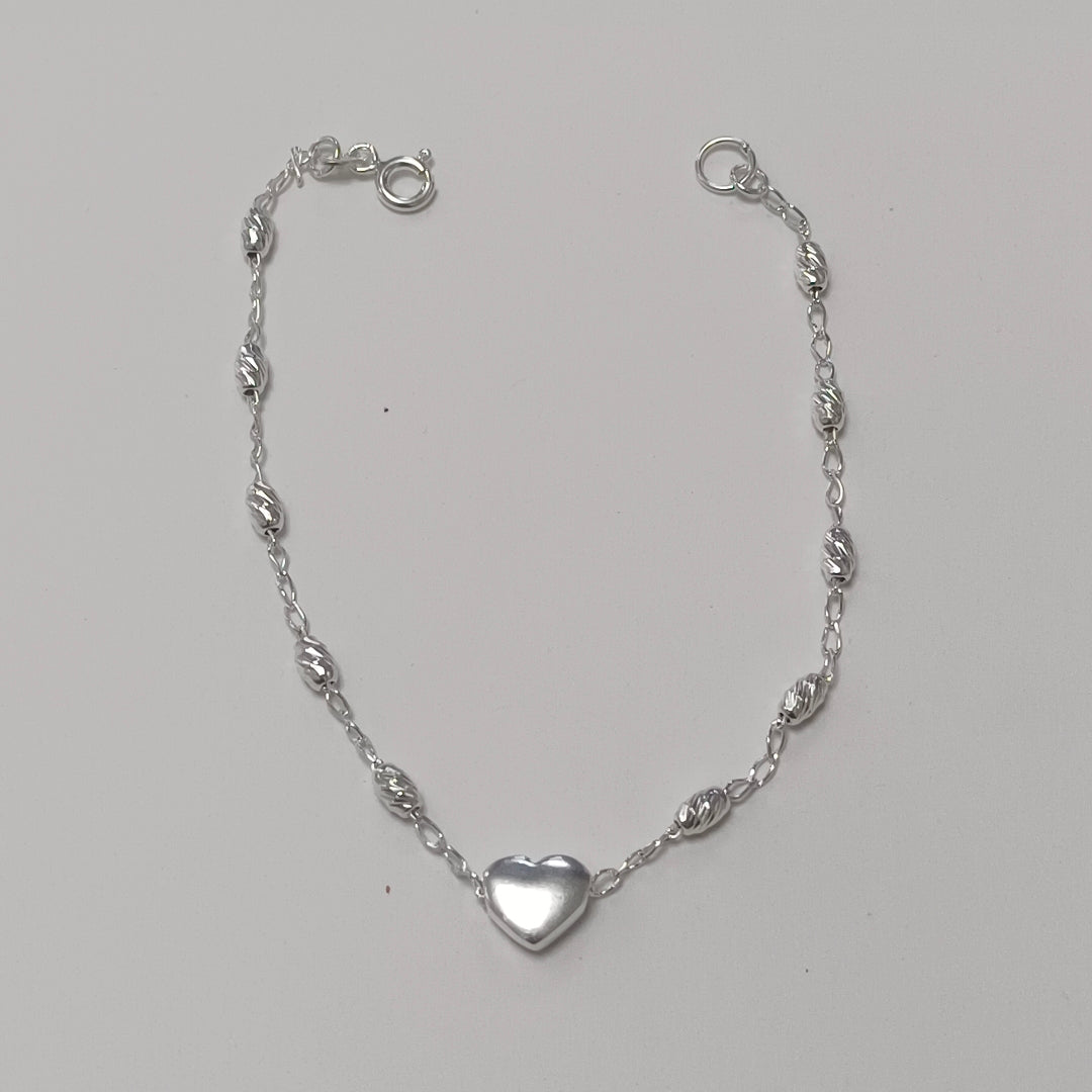 PULSERA TEJIDO CORAZON PLATA .925 18 CM 3.3 GR (NUEVO)