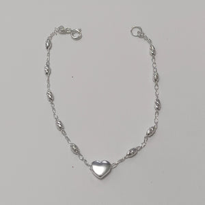 PULSERA TEJIDO CORAZON PLATA .925 18 CM 3.3 GR (NUEVO)