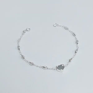 PULSERA TEJIDO CORAZON PLATA .925 18 CM 3.4 GR (NUEVO)