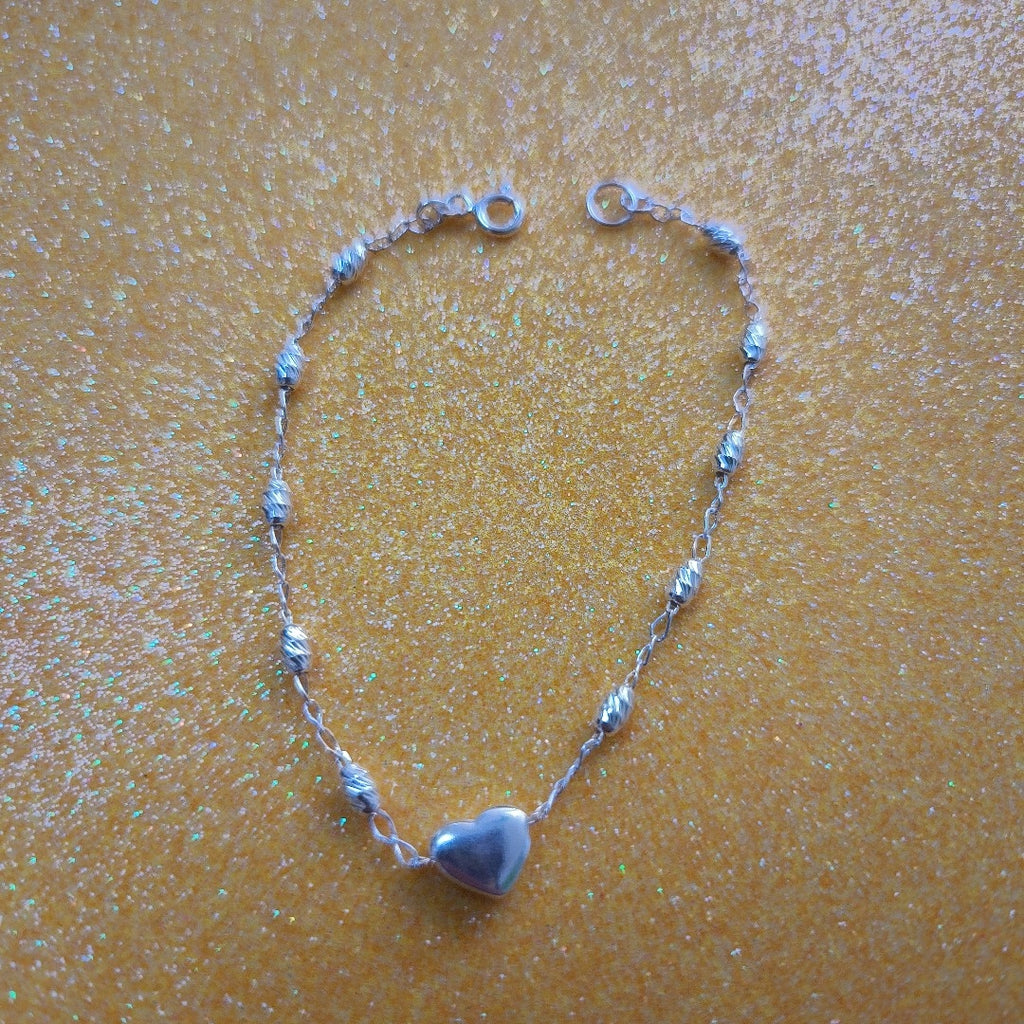 PULSERA TEJIDO CORAZON PLATA .925 18 CM 3.3 GR (NUEVO)