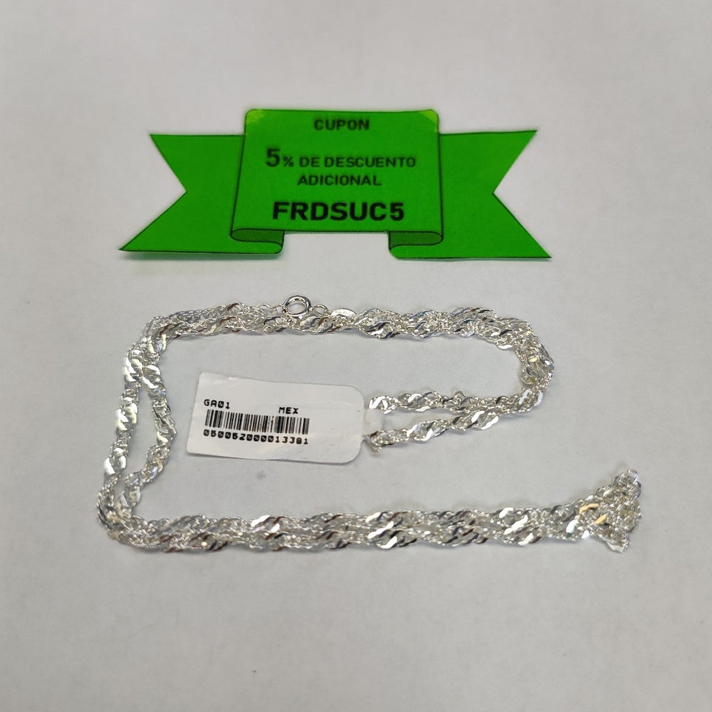 CADENA TEJIDO MEDIO TORZAL PLATA .925 55 CM 5.5 GR (NUEVO)