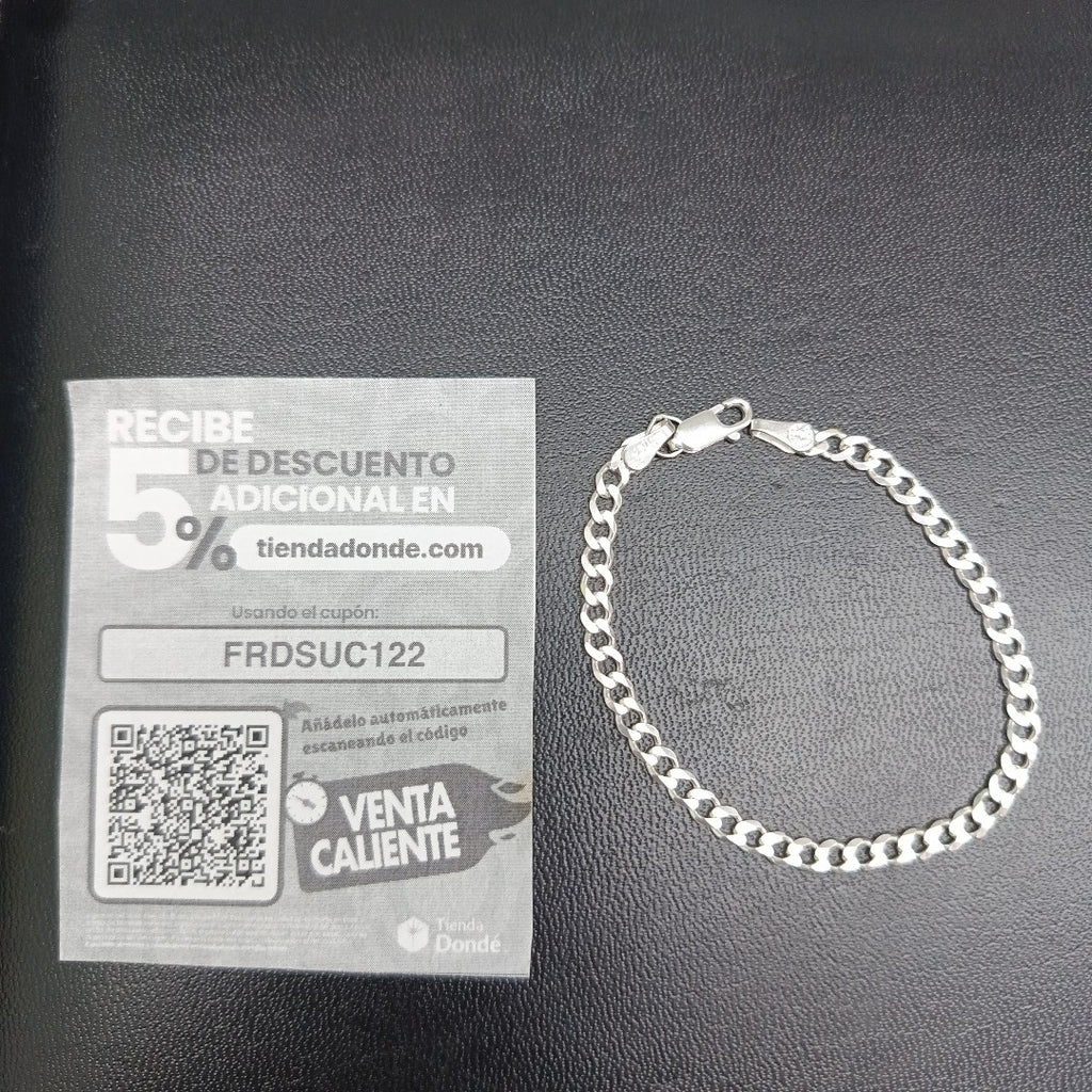 PULSERA TEJIDO BARBADA PLATA .925 16 CM 4.3 GR (NUEVO)