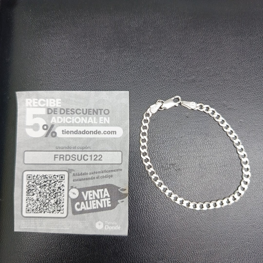 PULSERA TEJIDO BARBADA PLATA .925 16 CM 4.3 GR (NUEVO)