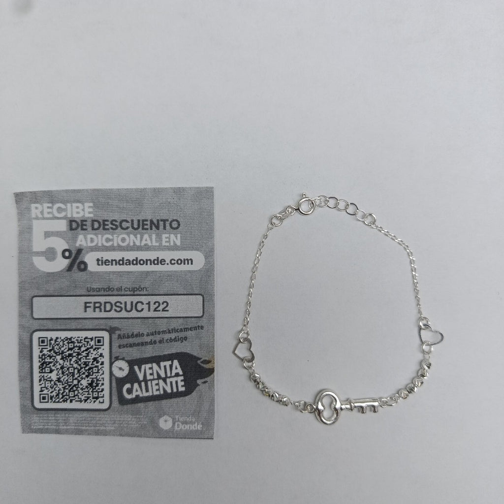 PULSERA TEJIDO LLAVE PLATA .925 18 CM 2.4 GR (NUEVO)