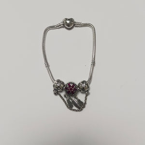 PULSERA TEJIDO ARTICULADA CON CHARMS PLATA .925 21 CM 20.7 GR (NUEVO)