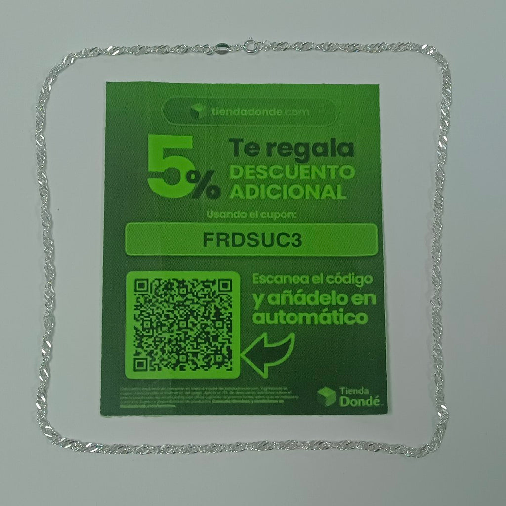 CADENA TEJIDO MEDIO TORZAL PLATA .925 55 CM 6.5 GR (NUEVO)