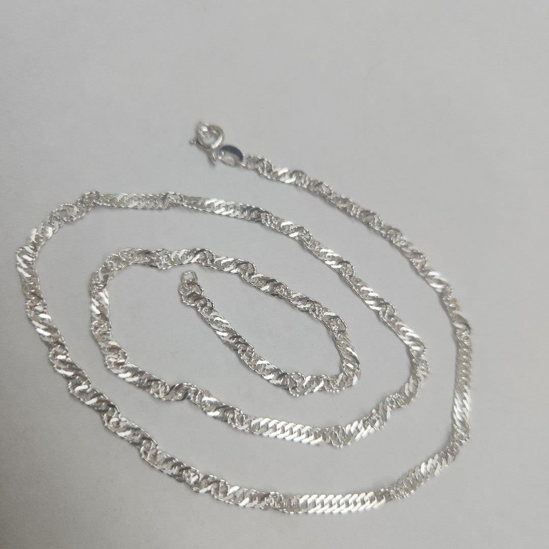 CADENA TEJIDO MEDIO TORZAL PLATA .925 55 CM 6.4 GR (NUEVO)
