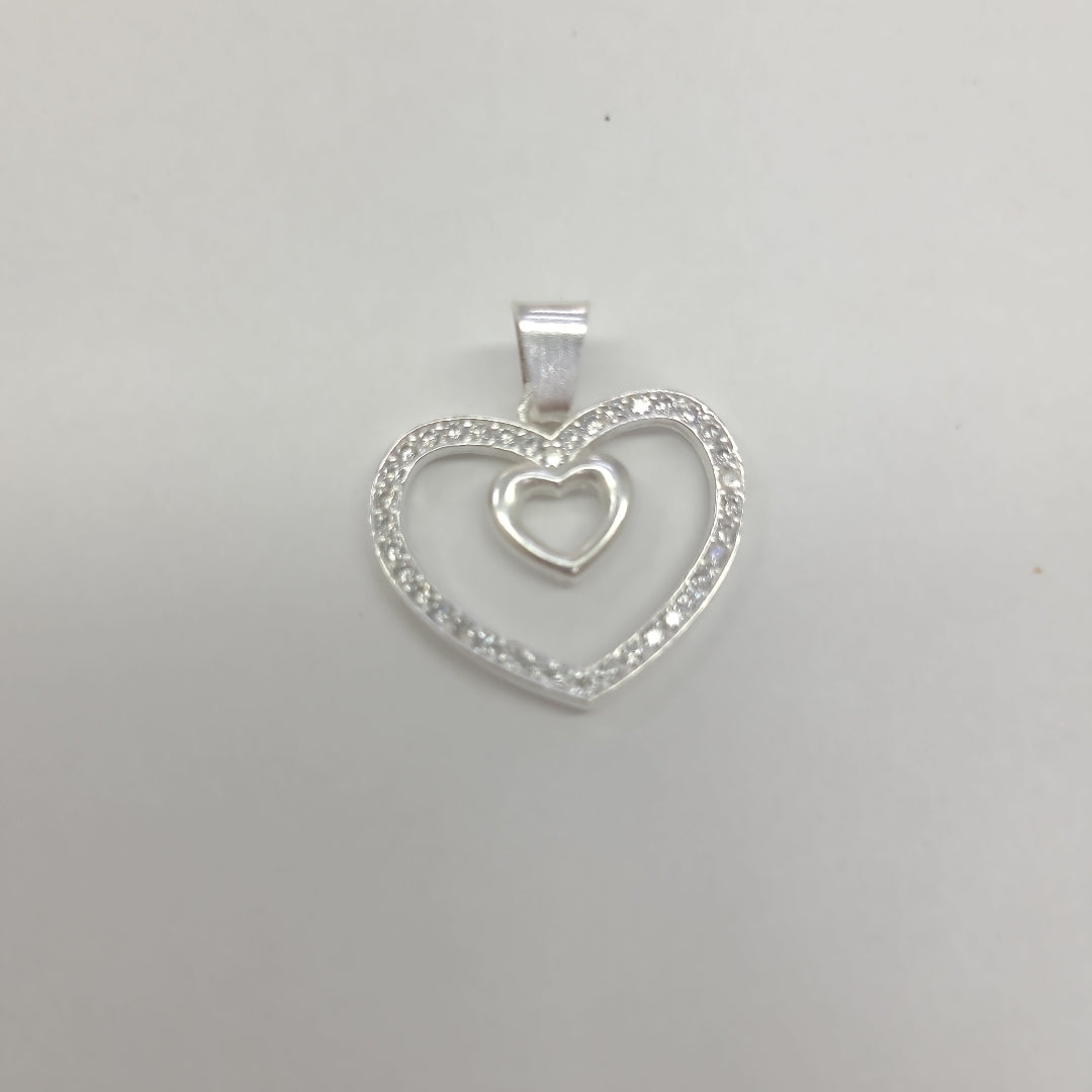 DIJE CORAZON C/CIRCONIAS PLATA .925 2.7 GR (NUEVO)