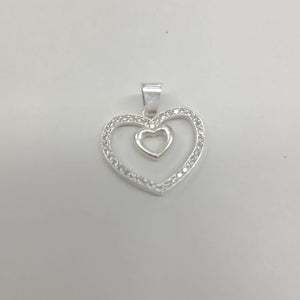 DIJE CORAZON C/CIRCONIAS PLATA .925 2.7 GR (NUEVO)