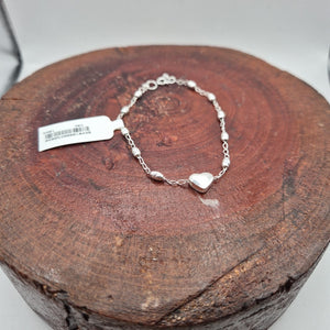 PULSERA TEJIDO CORAZON PLATA .925 18 CM 3.2 GR (NUEVO)
