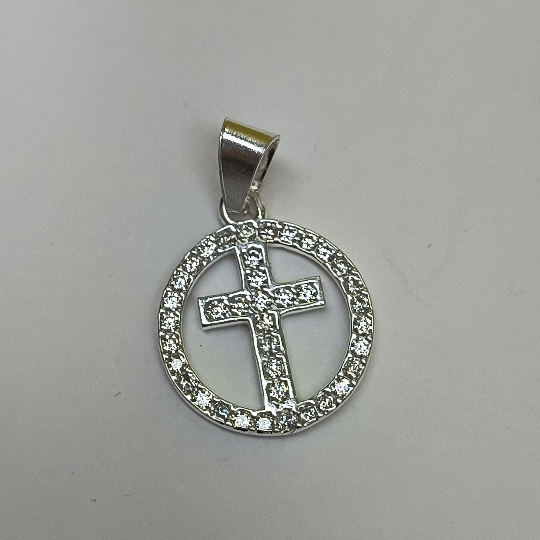 DIJE CRUZ C/CIRCONIAS PLATA .925 2.4 GR (NUEVO)