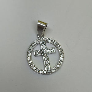 DIJE CRUZ C/CIRCONIAS PLATA .925 2.4 GR (NUEVO)
