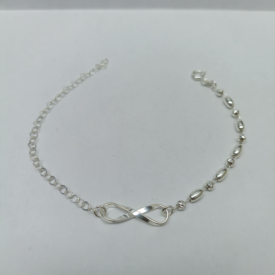 PULSERA TEJIDO INFINITO PLATA .925 18 CM 2.3 GR (NUEVO)
