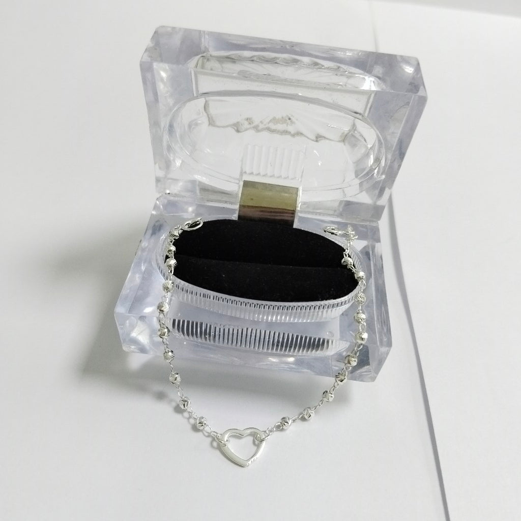 PULSERA TEJIDO CORAZON PLATA .925 18 CM 2 GR (NUEVO)