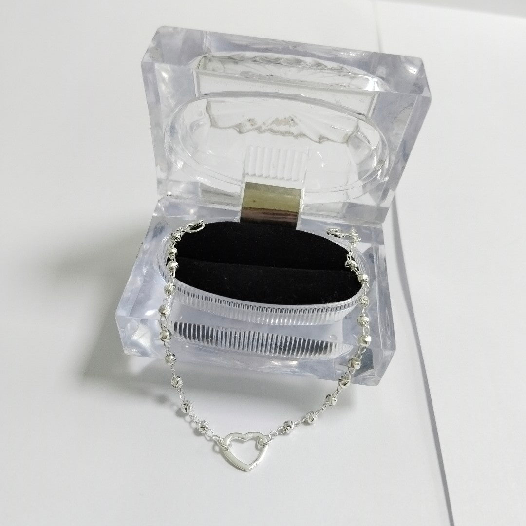 PULSERA TEJIDO CORAZON PLATA .925 18 CM 2 GR (NUEVO)