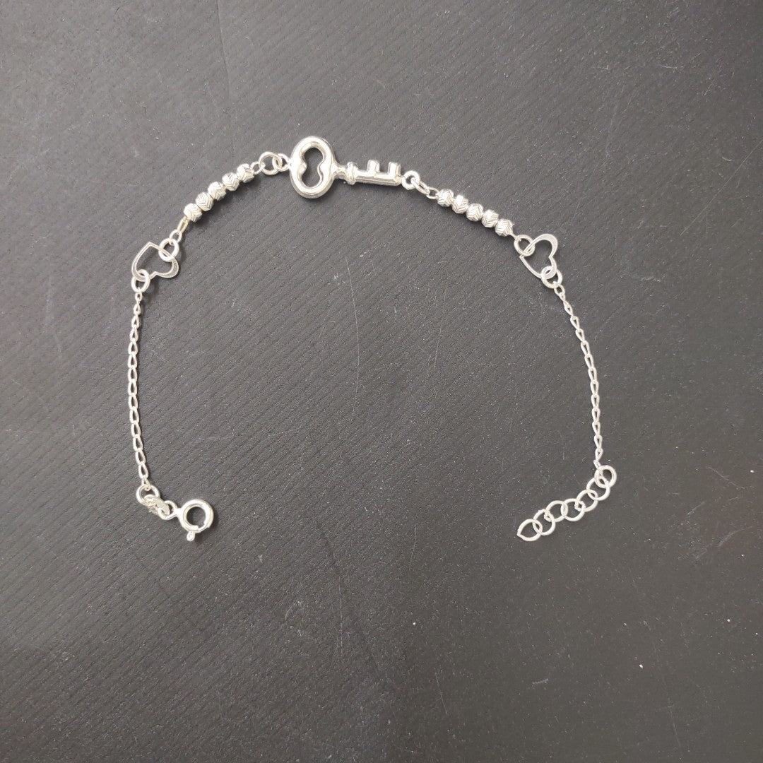 PULSERA TEJIDO LLAVE PLATA .925 18 CM 2.3 GR (NUEVO)
