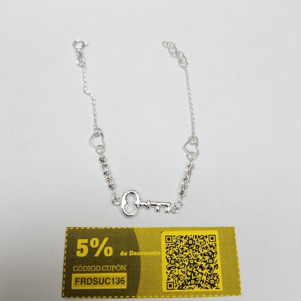 PULSERA TEJIDO LLAVE PLATA .925 18 CM 2.4 GR (NUEVO)