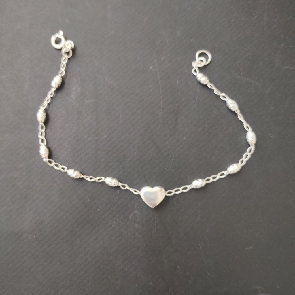 PULSERA TEJIDO CORAZON PLATA .925 18 CM 3.3 GR (NUEVO)