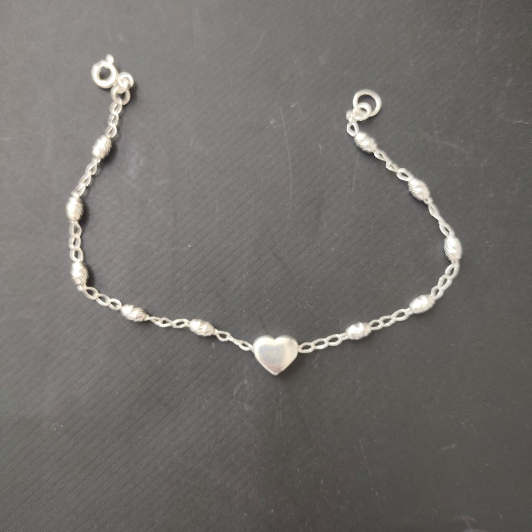 PULSERA TEJIDO CORAZON PLATA .925 18 CM 3.3 GR (NUEVO)