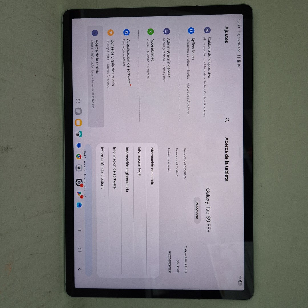 TABLETA SAMSUNG GALAXY TAB S9 FE+ SM-X610 (2023) 256 GB 12 GB RAM (SEMINUEVO)