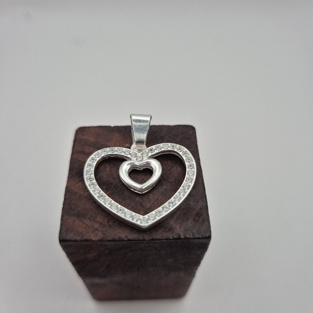 DIJE CORAZON C/CIRCONIAS PLATA .925 2.7 GR (NUEVO)