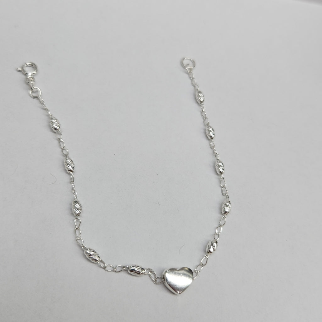 PULSERA TEJIDO CORAZON PLATA .925 18 CM 3.3 GR (NUEVO)