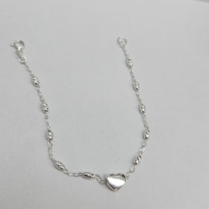 PULSERA TEJIDO CORAZON PLATA .925 18 CM 3.3 GR (NUEVO)