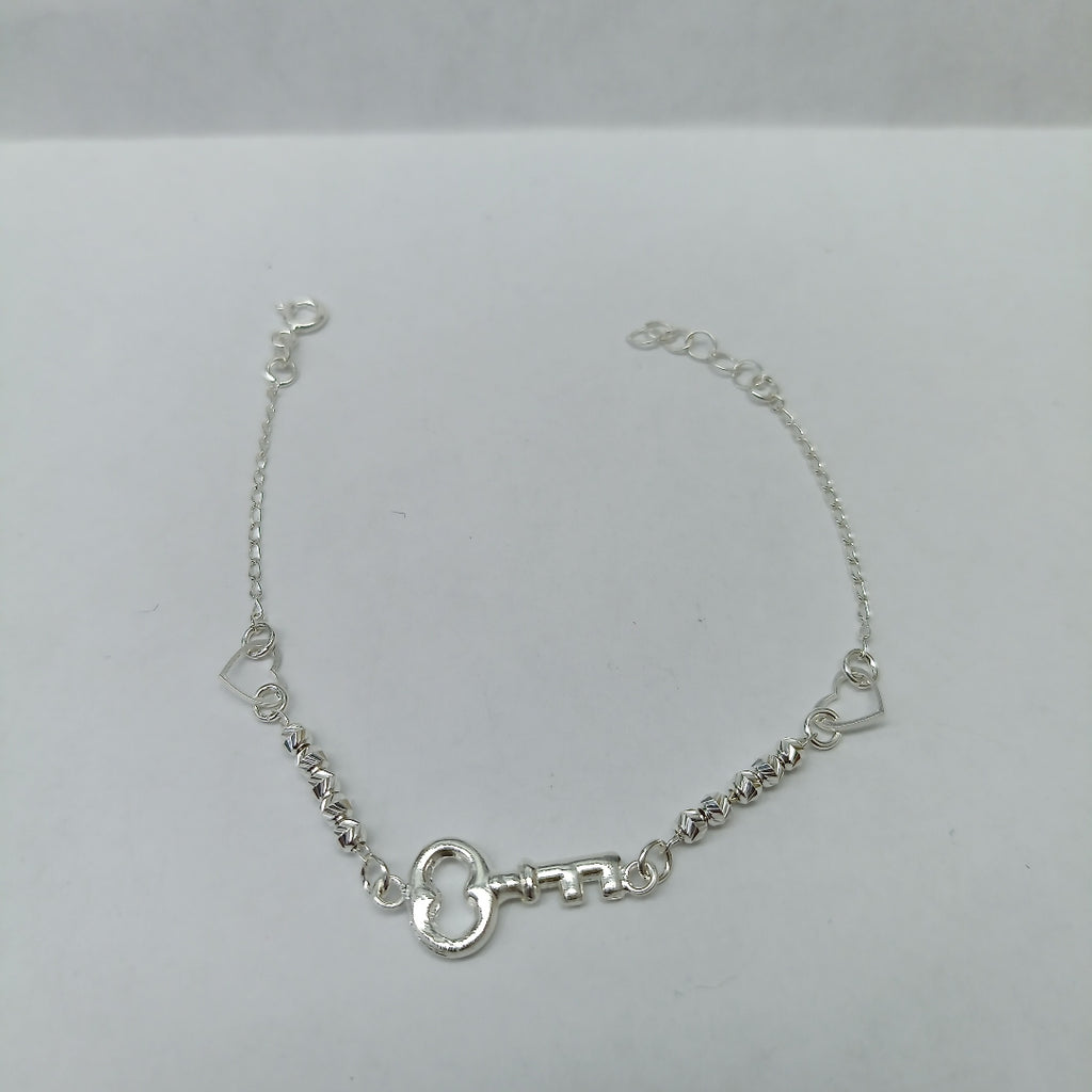 PULSERA TEJIDO LLAVE PLATA .925 18 CM 2.4 GR (NUEVO)