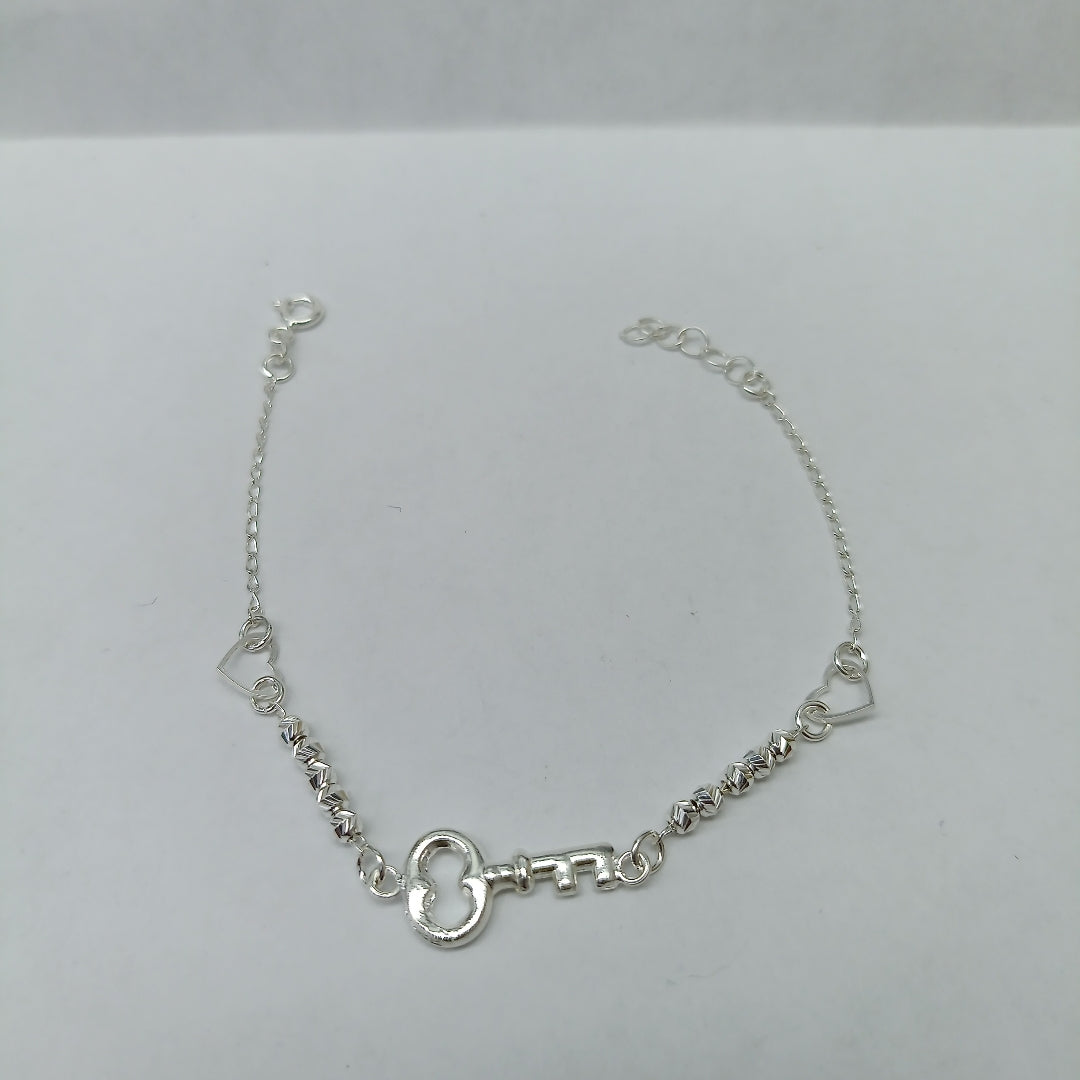 PULSERA TEJIDO LLAVE PLATA .925 18 CM 2.4 GR (NUEVO)