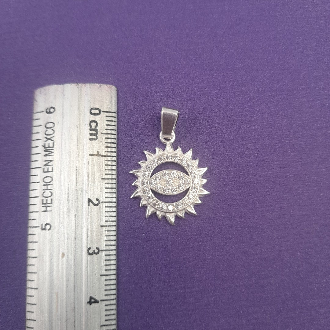 DIJE OJO MAGICO CON CIRCONIAS PLATA .925 2 GR (NUEVO)