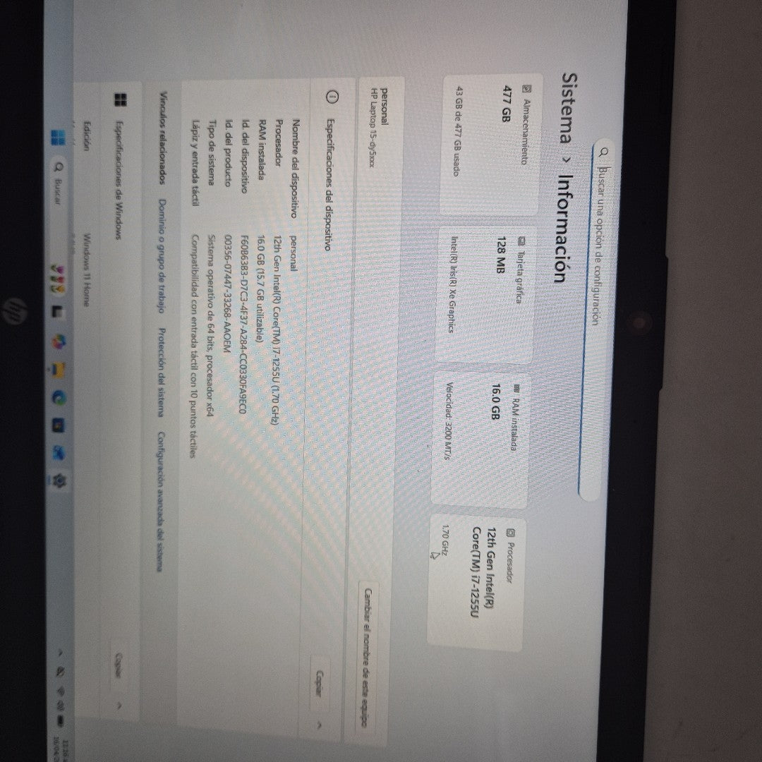 LAPTOP HP 15-DY5073DX (2023) 512 GB SSD 16 GB RAM (SEMINUEVO)